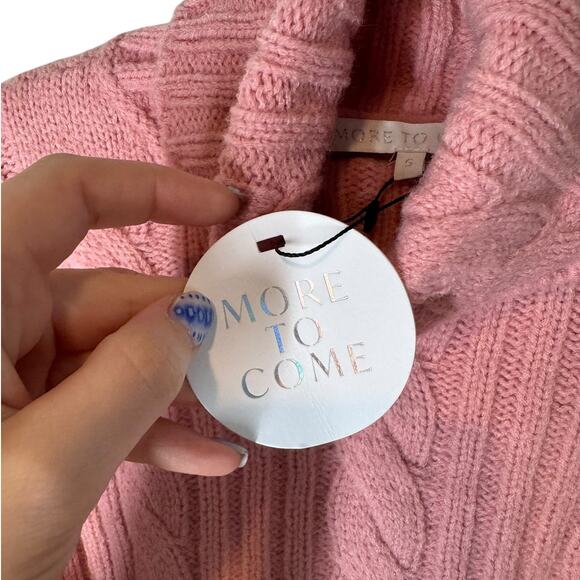 NWT More to Come Gabbi Cable Knit Cropped Sweater in Pink Small Revolve Winter - Picture 5 of 8